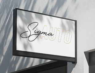 Sigma Automotive custom storefront showroom sign.